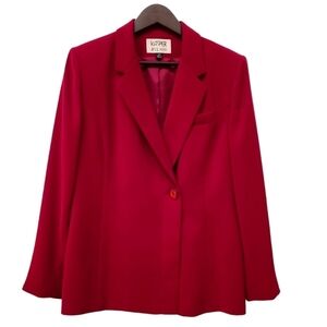 Kasper 2 Pc Skirt Business Suit Red Fully Lined Women's Petite Size 10 10P